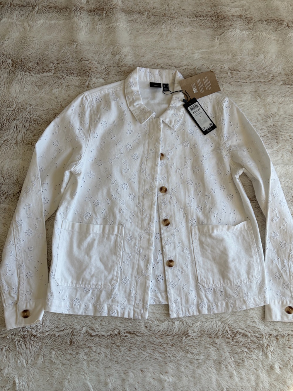 🆕 NWT Vero Moda White Eyelet Cotton Jacket - Small - Cottagecore Feminine Spring